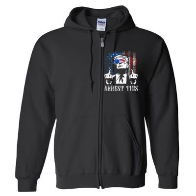 Arrest This Trump 2024 Us American Flag Full Zip Hoodie