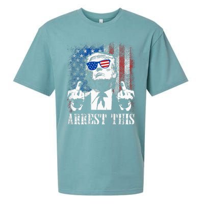 Arrest This Trump 2024 Us American Flag Sueded Cloud Jersey T-Shirt