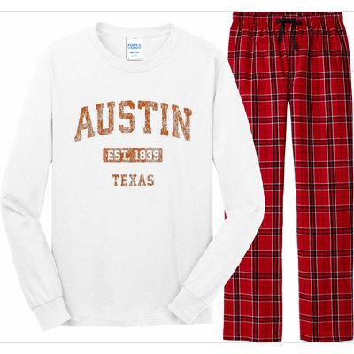 Austin Texas Tx Vintage Athletic Long Sleeve Pajama Set