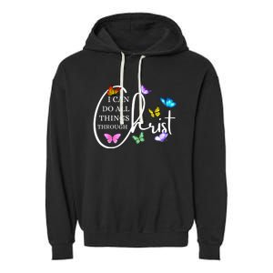 All Things Through Christ Faith Based Christian Graphic Garment-Dyed Fleece Hoodie