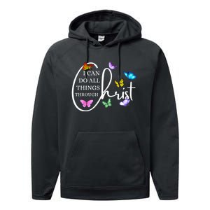 All Things Through Christ Faith Based Christian Graphic Performance Fleece Hoodie