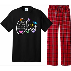 All Things Through Christ Faith Based Christian Graphic Pajama Set