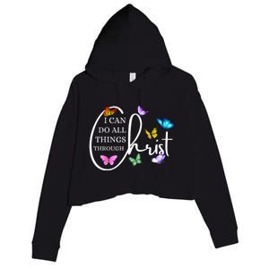 All Things Through Christ Faith Based Christian Graphic Crop Fleece Hoodie