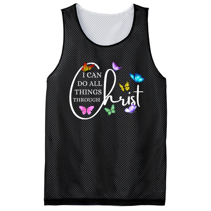 All Things Through Christ Faith Based Christian Graphic Mesh Reversible Basketball Jersey Tank