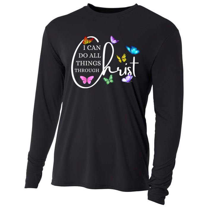 All Things Through Christ Faith Based Christian Graphic Cooling Performance Long Sleeve Crew