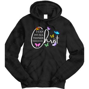 All Things Through Christ Faith Based Christian Graphic Tie Dye Hoodie