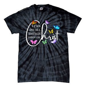 All Things Through Christ Faith Based Christian Graphic Tie-Dye T-Shirt