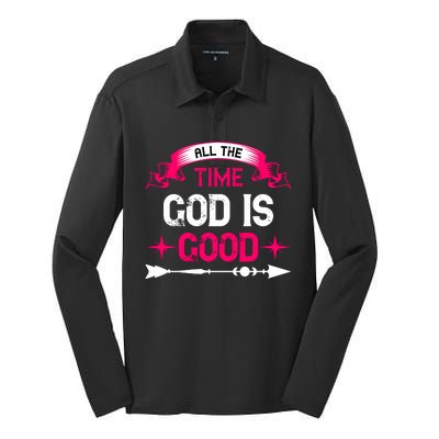 All The Time God Is Good Silk Touch Performance Long Sleeve Polo