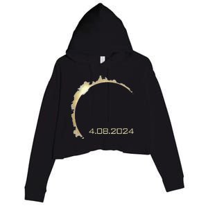 America Totality Total Solar Eclipse Spring April 8 2024 Crop Fleece Hoodie