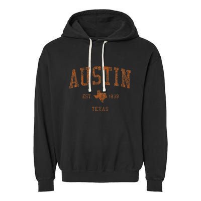 Austin Texas Tx Vintage Athletic Sports Garment-Dyed Fleece Hoodie