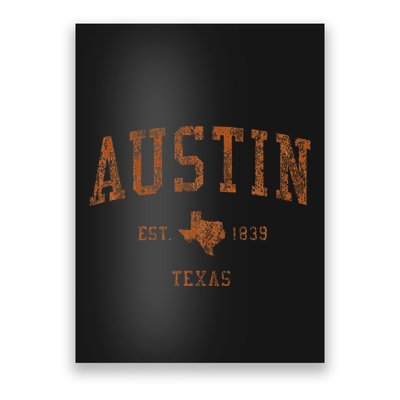 Austin Texas Tx Vintage Athletic Sports Poster