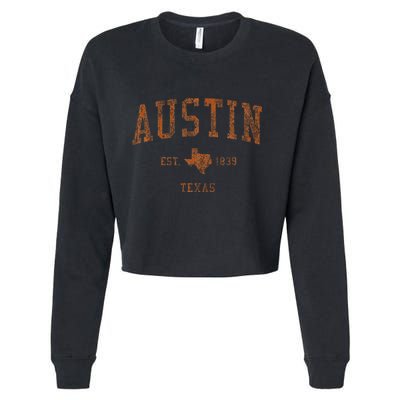 Austin Texas Tx Vintage Athletic Sports Cropped Pullover Crew