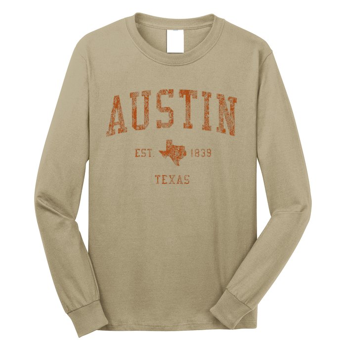 Austin Texas Tx Vintage Athletic Sports Long Sleeve Shirt