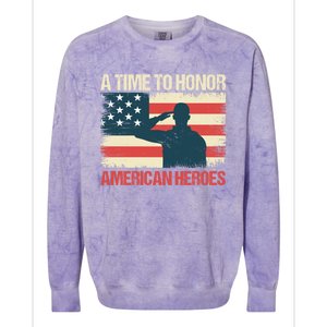 A Time To Honor American Hereos Memorial Day Cute Gift Colorblast Crewneck Sweatshirt