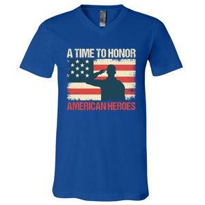 A Time To Honor American Hereos Memorial Day Cute Gift V-Neck T-Shirt