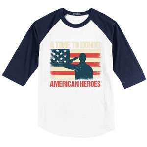 A Time To Honor American Hereos Memorial Day Cute Gift Baseball Sleeve Shirt