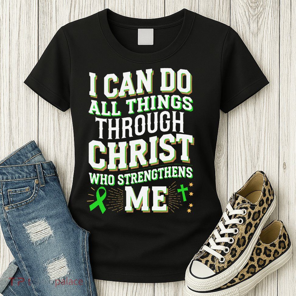 All Things Through Christ Spinal Cord Injury Awareness Womens T-Shirt
