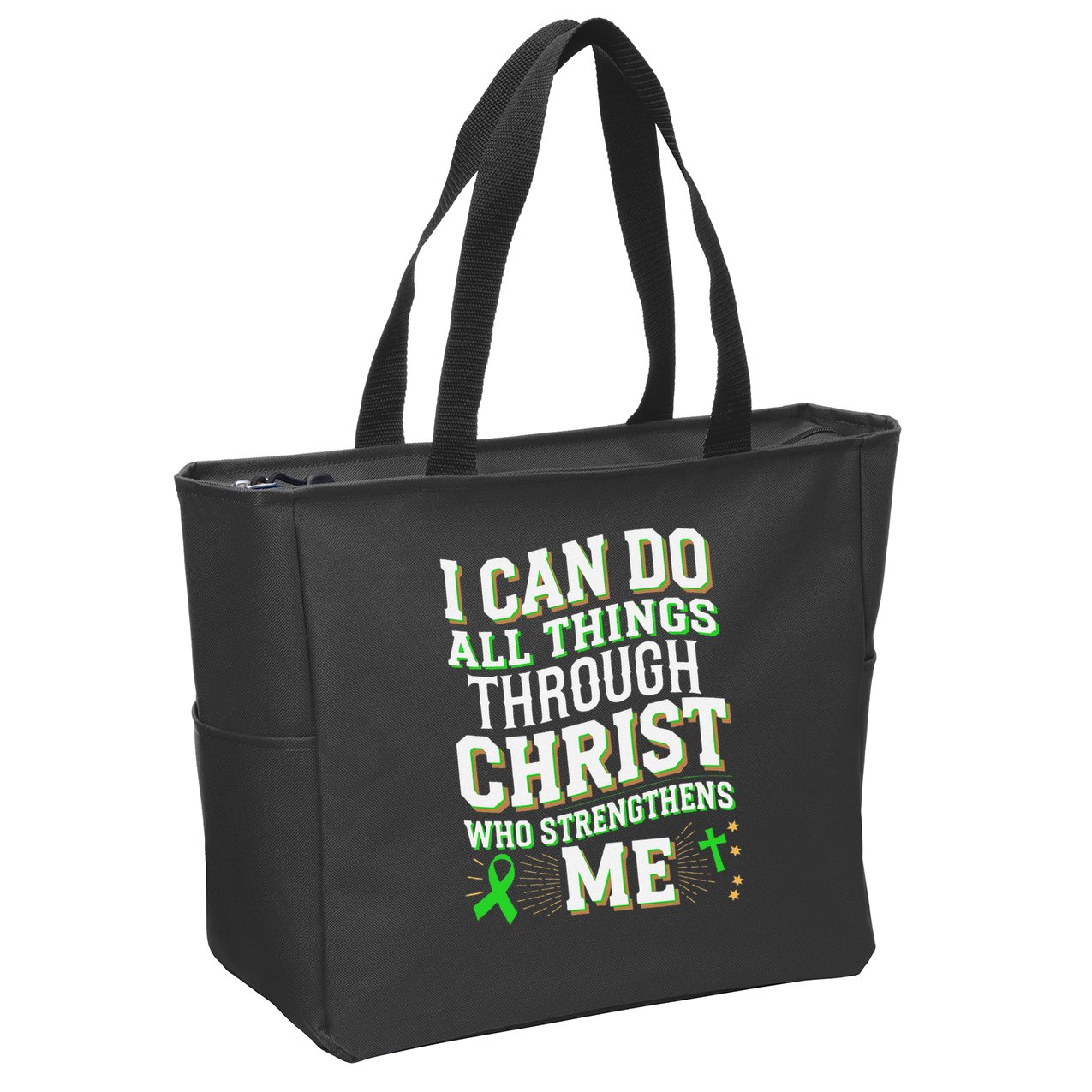All Things Through Christ Spinal Cord Injury Awareness Zip Tote Bag