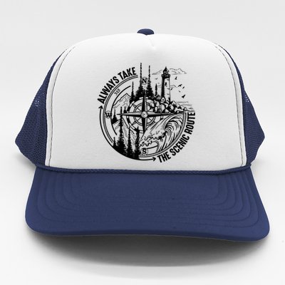 Always Take The Scenic Route Camping Trucker Hat