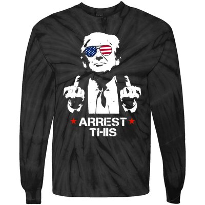 Arrest This Trump Fingers Pro Trump 2024 Trump Arrest This Tie-Dye Long Sleeve Shirt