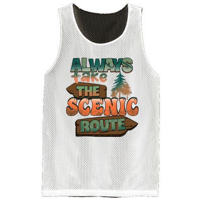 Always Take The Scenic Route Camping Travel Adventure Gift Mesh Reversible Basketball Jersey Tank