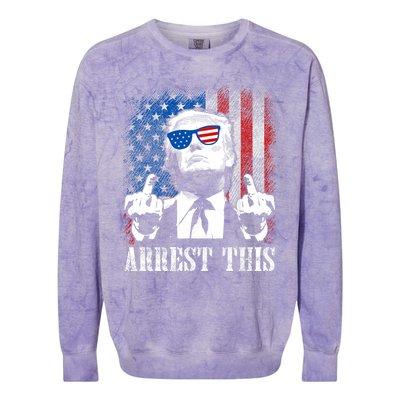 Arrest This Trump 2024 Us American Flag Colorblast Crewneck Sweatshirt