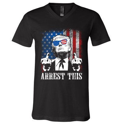 Arrest This Trump 2024 Us American Flag V-Neck T-Shirt