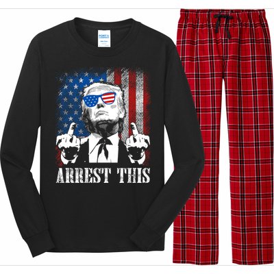 Arrest This Trump 2024 Us American Flag Long Sleeve Pajama Set