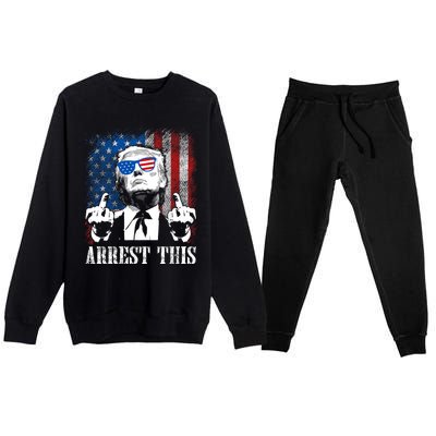 Arrest This Trump 2024 Us American Flag Premium Crewneck Sweatsuit Set