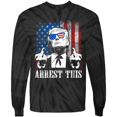 Arrest This Trump 2024 Us American Flag Tie-Dye Long Sleeve Shirt