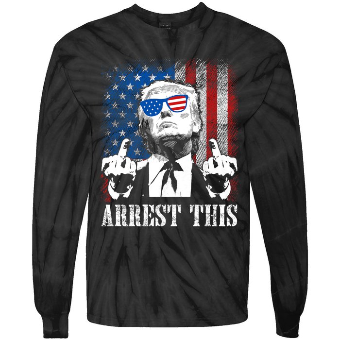 Arrest This Trump 2024 Us American Flag Tie-Dye Long Sleeve Shirt