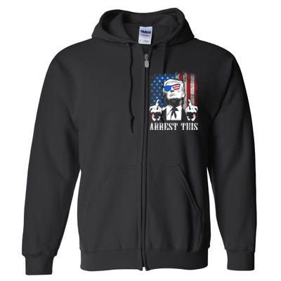 Arrest This Trump 2024 Us American Flag Full Zip Hoodie