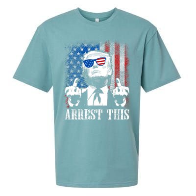 Arrest This Trump 2024 Us American Flag Sueded Cloud Jersey T-Shirt