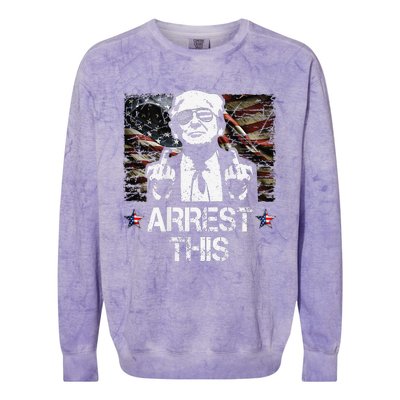 Arrest This Trump Middle Fingers Pro Trump 2024 Colorblast Crewneck Sweatshirt