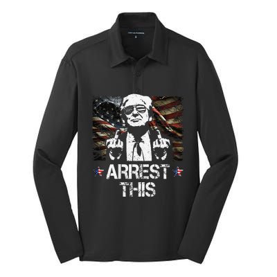 Arrest This Trump Middle Fingers Pro Trump 2024 Silk Touch Performance Long Sleeve Polo