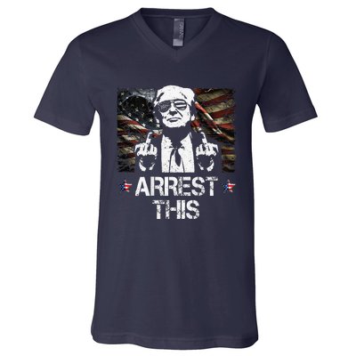 Arrest This Trump Middle Fingers Pro Trump 2024 V-Neck T-Shirt