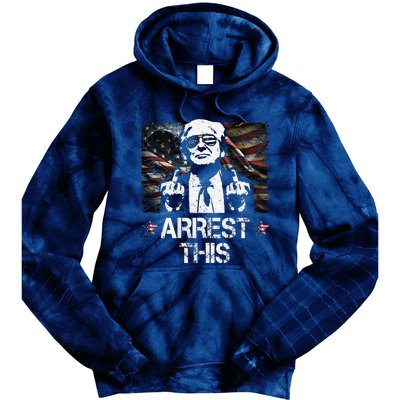 Arrest This Trump Middle Fingers Pro Trump 2024 Tie Dye Hoodie