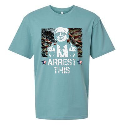 Arrest This Trump Middle Fingers Pro Trump 2024 Sueded Cloud Jersey T-Shirt