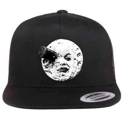 A Trip To The Moon (Le Voyage Dans La Lune) Face Only Flat Bill Trucker Hat