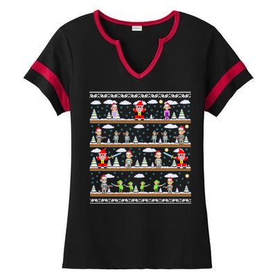 Attack of Christmas Gamer Ugly Christmas Sweater Ladies Halftime Notch Neck Tee