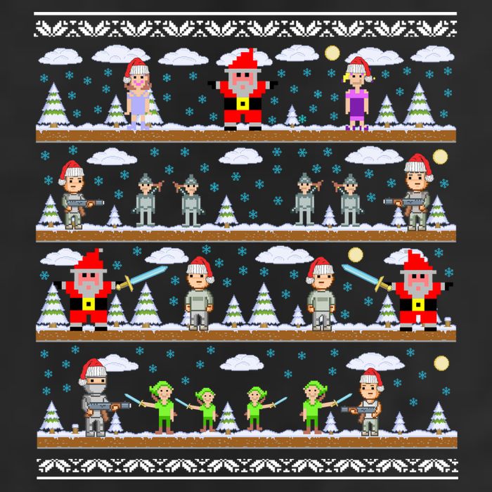 Attack of Christmas Gamer Ugly Christmas Sweater 7 Panel Mesh Trucker Snapback Hat