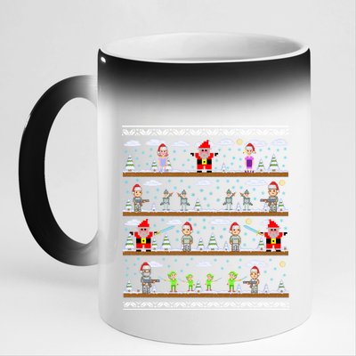 Attack of Christmas Gamer Ugly Christmas Sweater 11oz Black Color Changing Mug