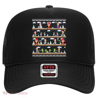 Attack of Christmas Gamer Ugly Christmas Sweater High Crown Mesh Back Trucker Hat