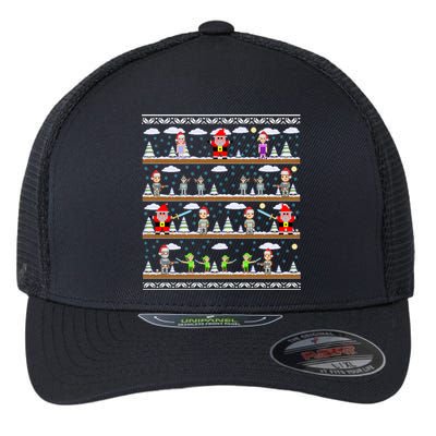 Attack of Christmas Gamer Ugly Christmas Sweater Flexfit Unipanel Trucker Cap