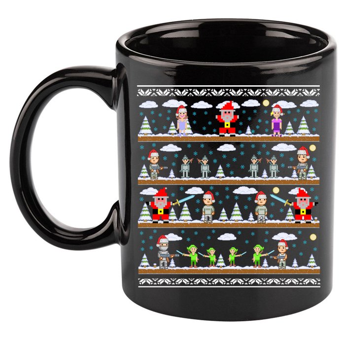 Attack of Christmas Gamer Ugly Christmas Sweater 11oz C Handle Ceramic Mug
