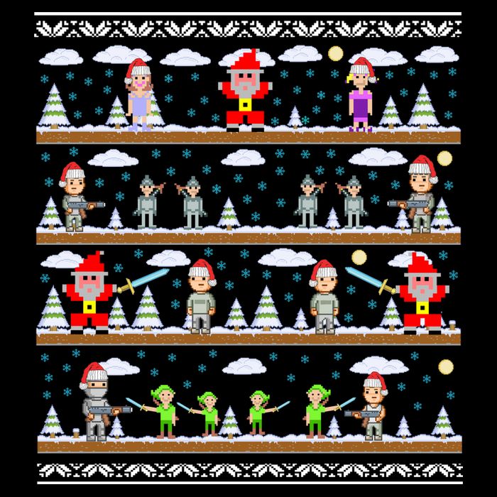 Attack of Christmas Gamer Ugly Christmas Sweater Drawstring Bag