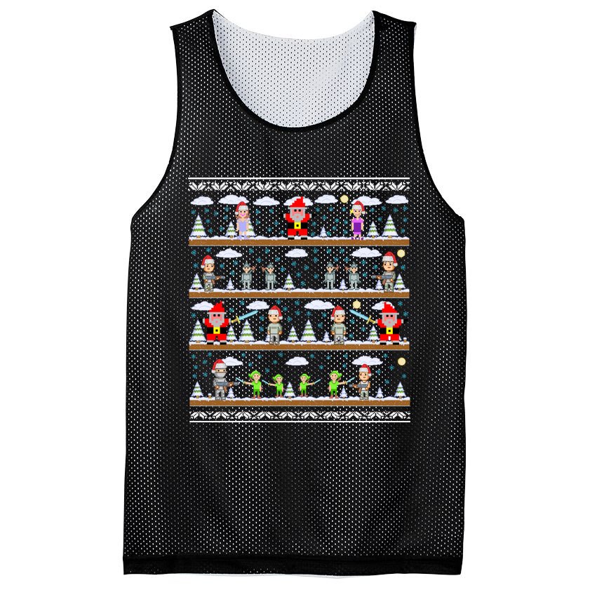 Attack of Christmas Gamer Ugly Christmas Sweater Mesh Reversible Basketball Jersey Tank