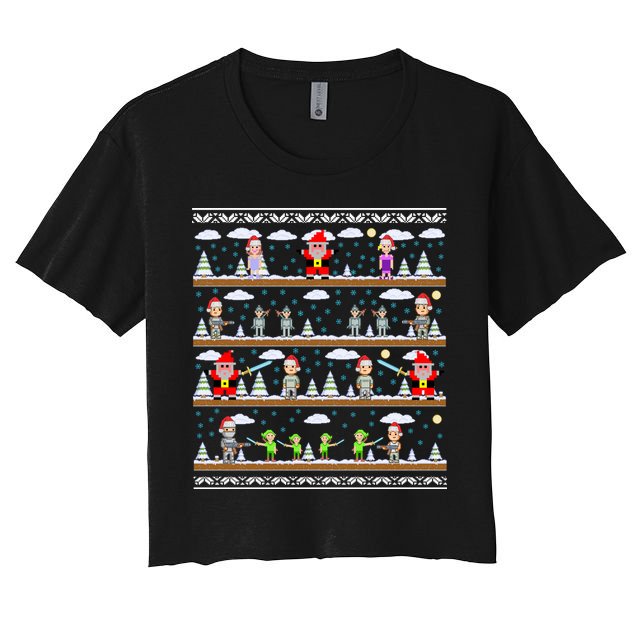 Attack of Christmas Gamer Ugly Christmas Sweater Crop Top