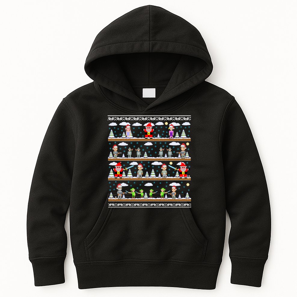 Attack of Christmas Gamer Ugly Christmas Sweater Kids Hoodie