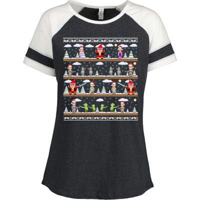 Attack of Christmas Gamer Ugly Christmas Sweater Enza Ladies Jersey Colorblock Tee